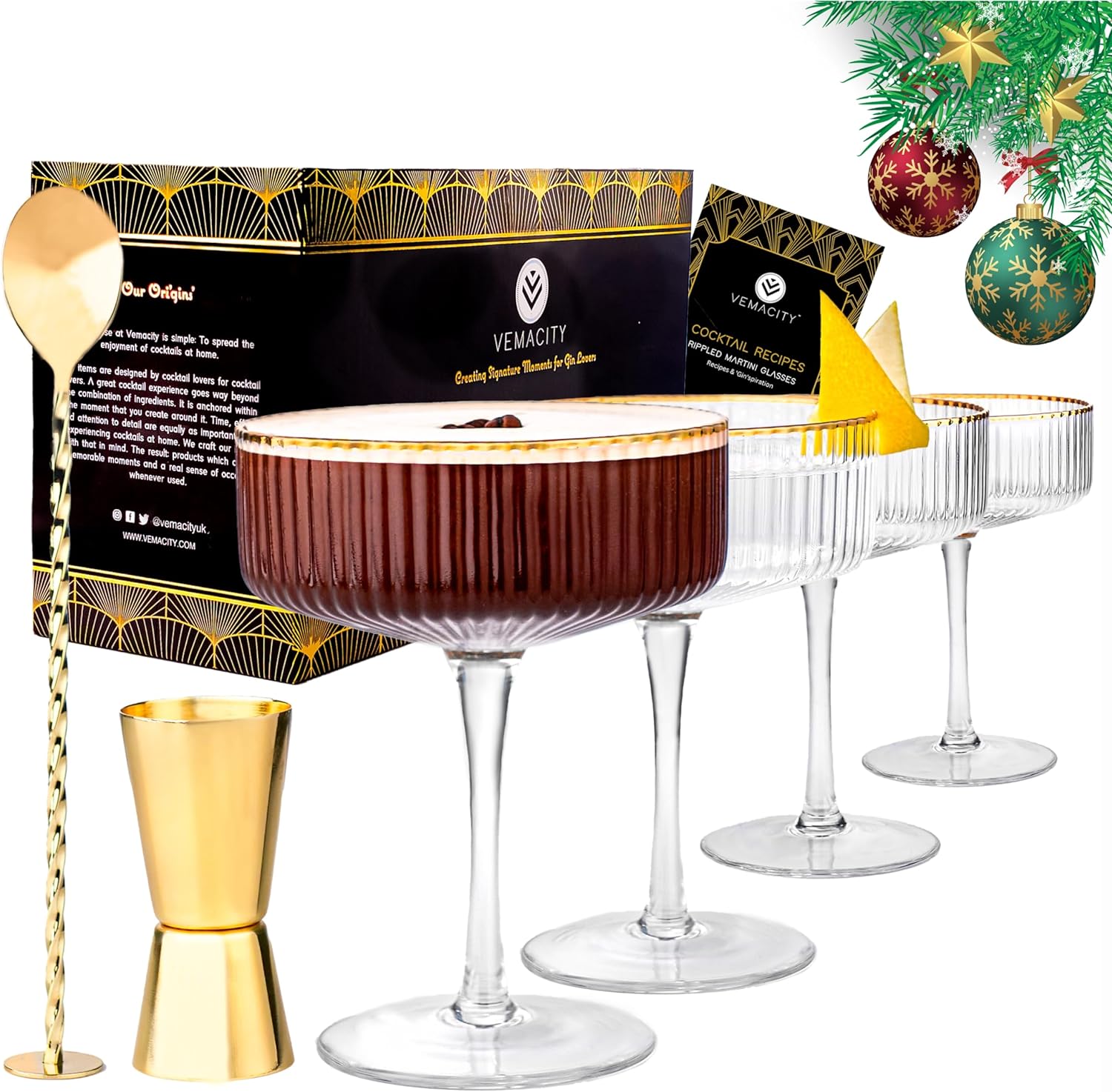 Ribbed Cocktail Glass Bourbon and Fire